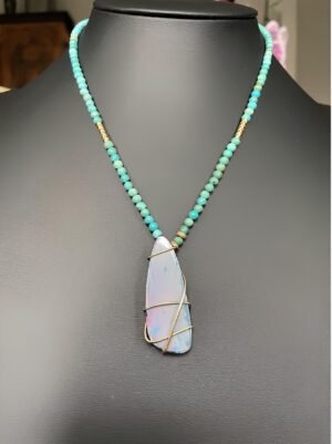 Opal on a turquoise necklace