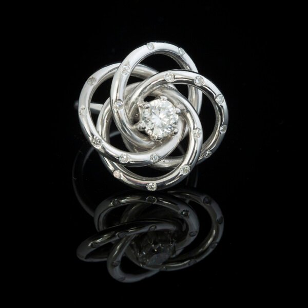 Cosmic silver ring diamond
