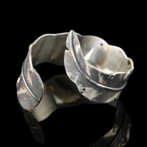 feather silver bangle two tone