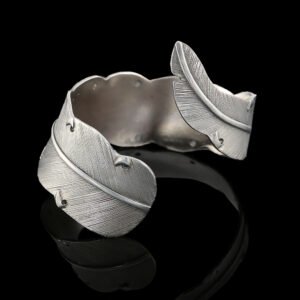feather brushed silver bangle