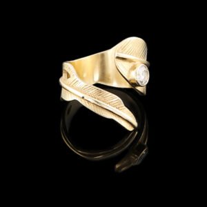 feather small ring gold