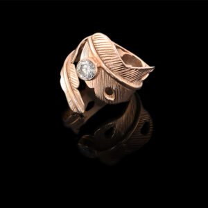 feather small ring pink gold