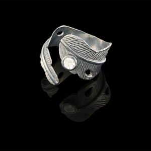 feather small ring dark silver
