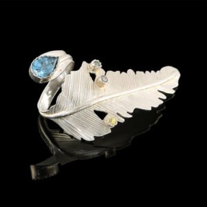feather large ring silver