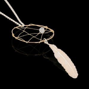 dream pendant dreamcatcher gold moonstone silver chain