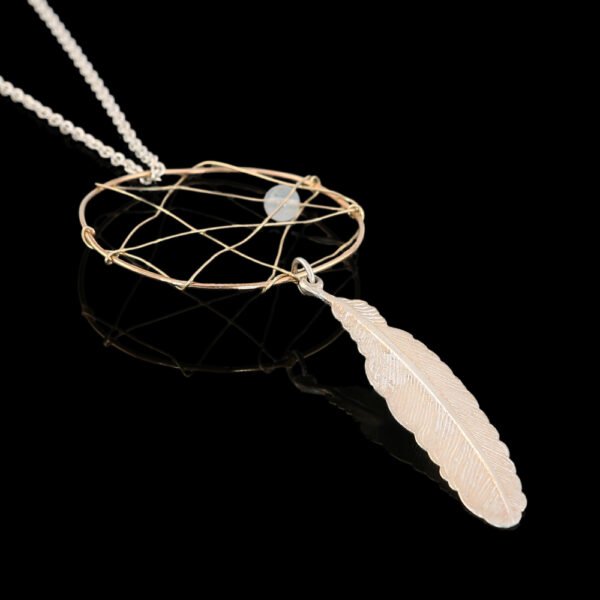 dream pendant dreamcatcher gold moonstone silver chain