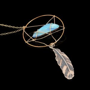 dream pendant dreamcatcher gold blue stone