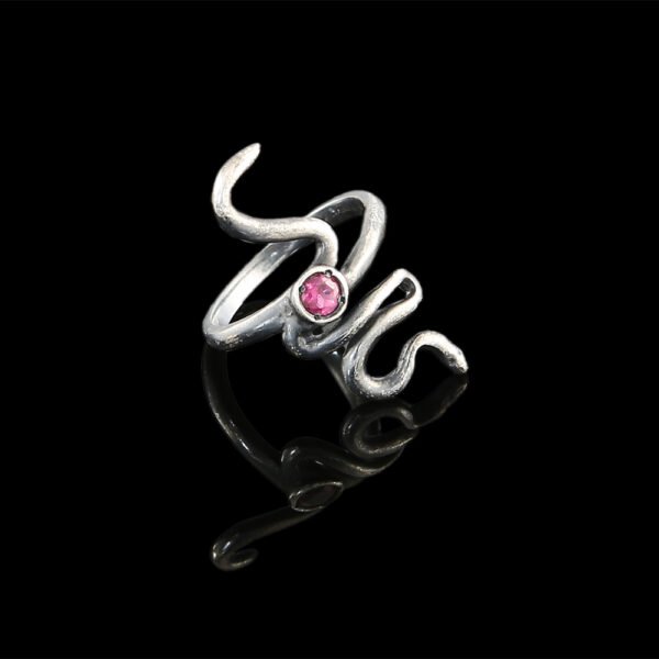 dream snake ring silver red