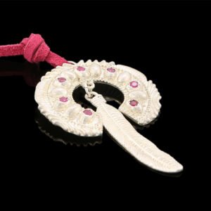 dreams aztec pendant rubies pink suede