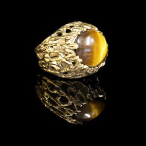 elemental ring 5 stone tigers eye gold